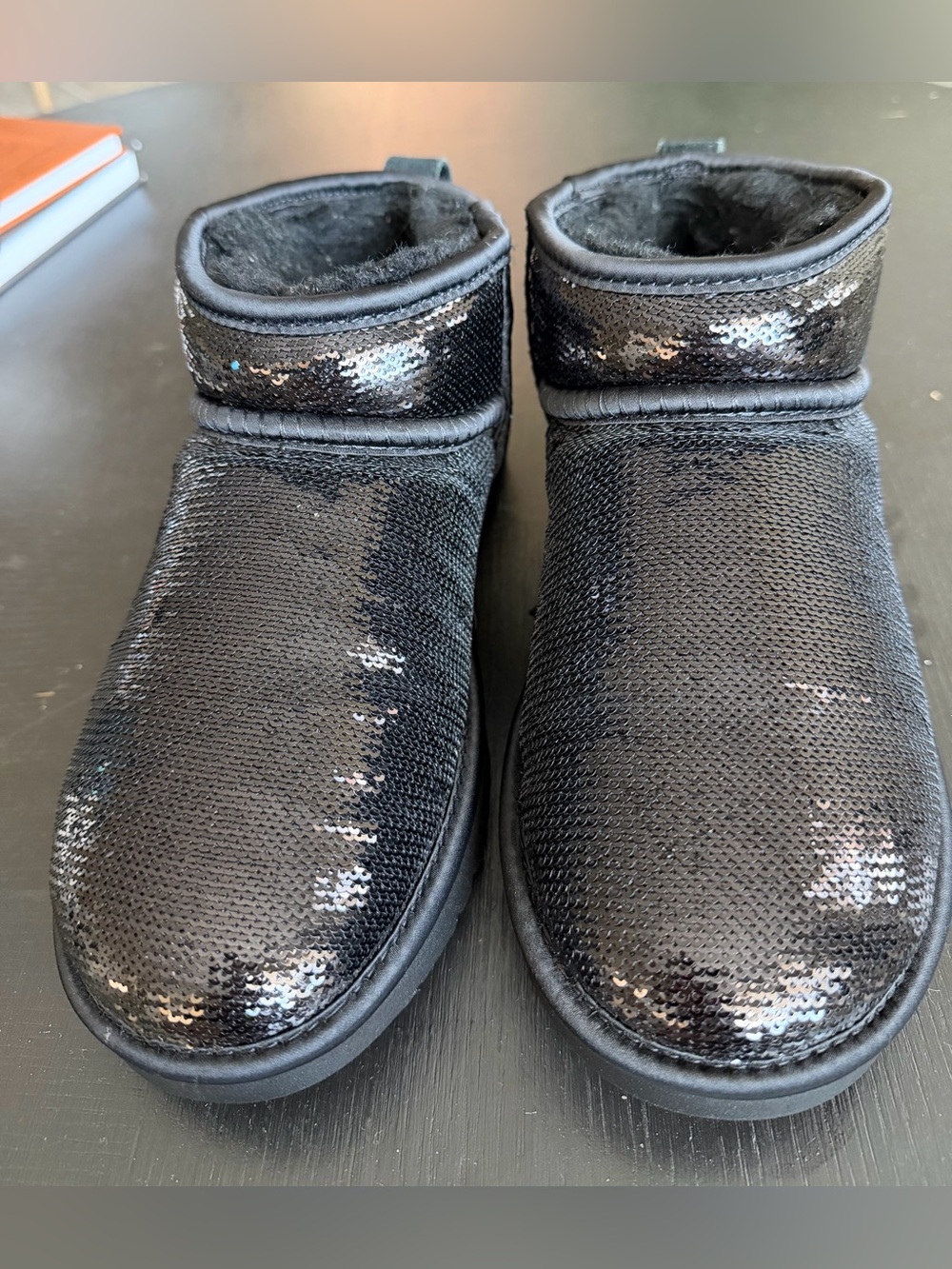 UGG Black Sequin Mini Boot Slippers